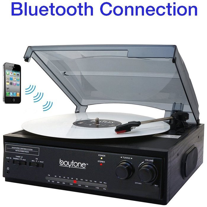 Boytone BT-13B with Bluetooth Connection 3-Speed Stereo Turntable Belt Drive 33/45/78 RPM, 2 built in Speakers... N3