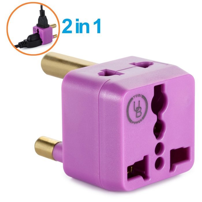 Yubi Power 2 in 1 Universal Travel Adapter with 2 Universal Outlets - Built in Surge Protector - 5 Pack - Black... N29