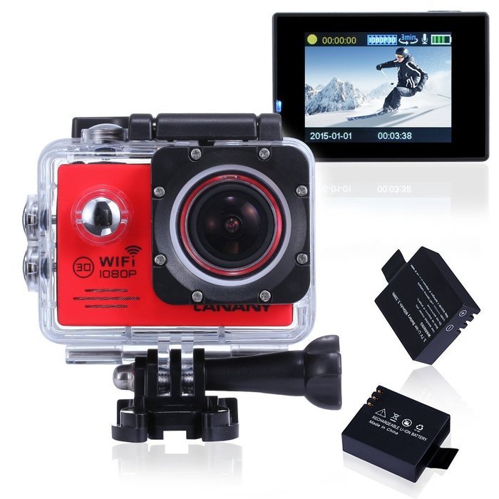 Sport Camera, Canany Wifi Action Camera 1080P HD 12MP 2.0Inch Bundle With 2 Batteries and FREE Accessories Kits... N23