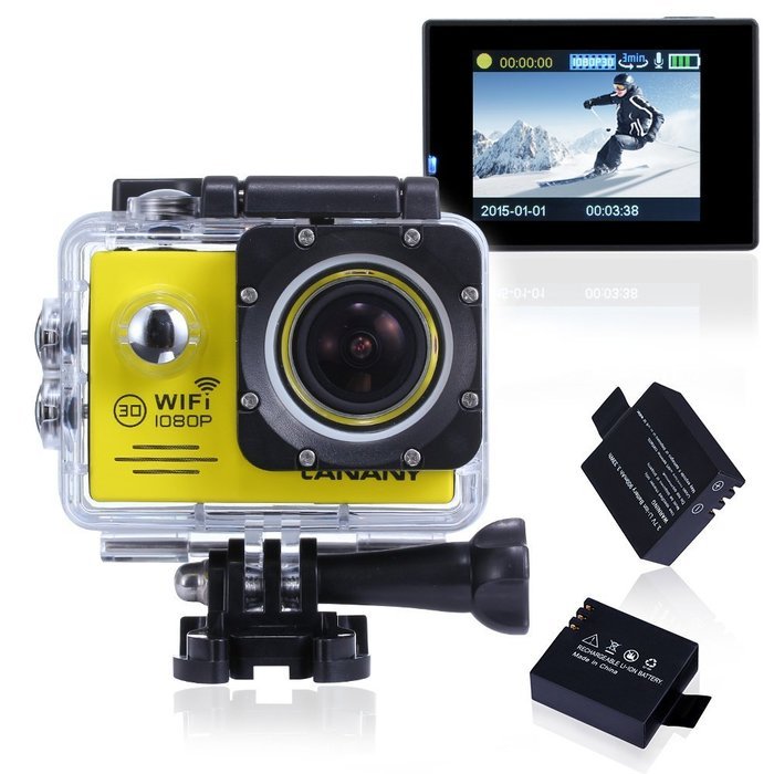 Sport Camera, Canany Wifi Action Camera 1080P HD 12MP 2.0Inch Bundle With 2 Batteries and FREE Accessories Kits... N24