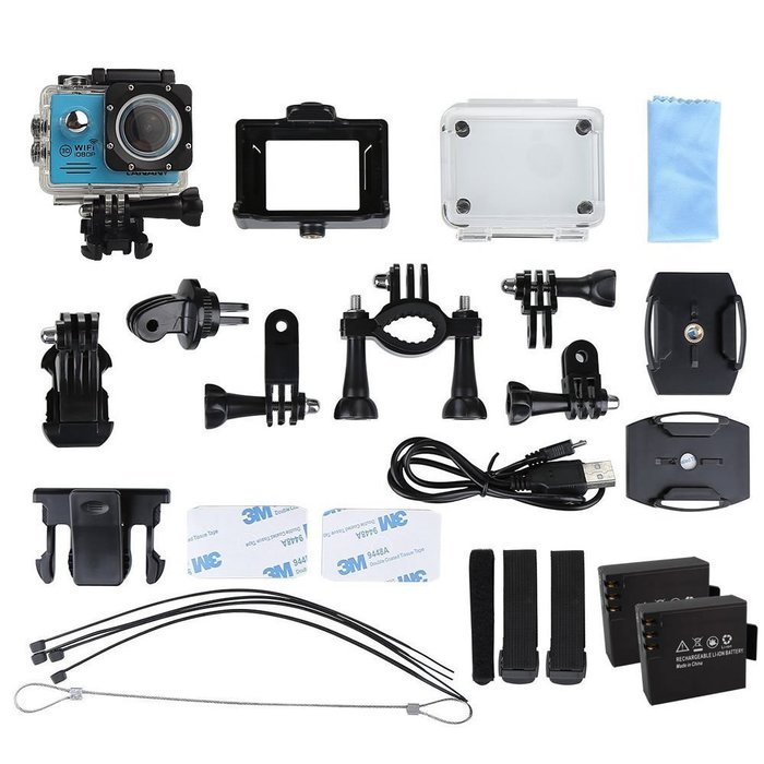 Sport Camera, Canany Wifi Action Camera 1080P HD 12MP 2.0Inch Bundle With 2 Batteries and FREE Accessories Kits... N28