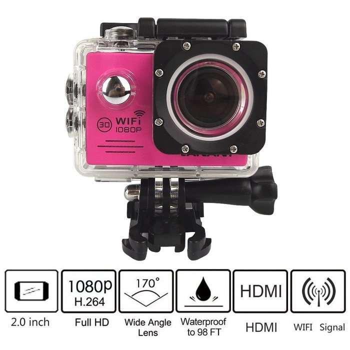 Sport Camera, Canany Wifi Action Camera 1080P HD 12MP 2.0Inch Bundle With 2 Batteries and FREE Accessories Kits... N33