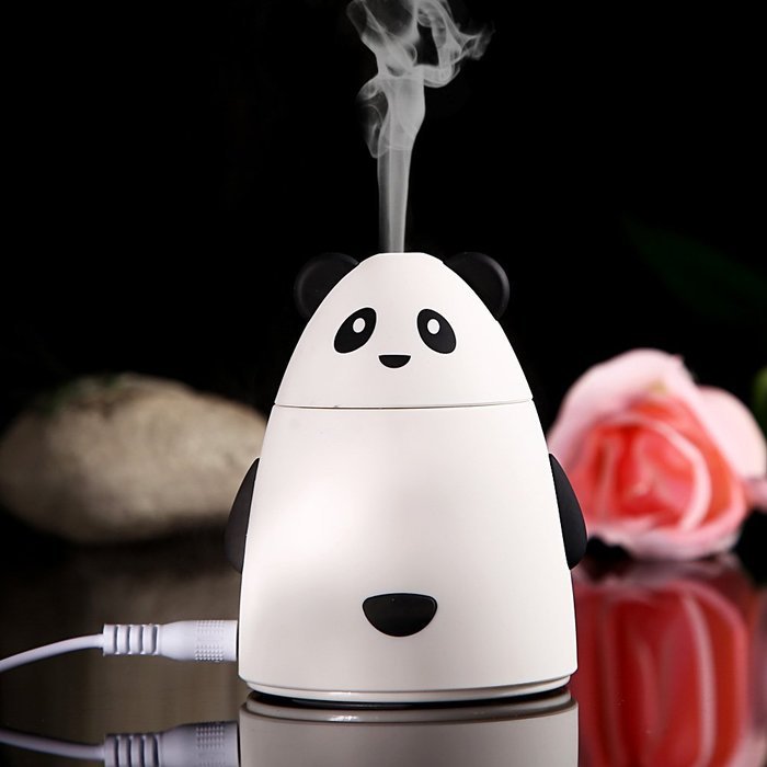 Whitelotous 80ml Portable Mini USB Humidifier Cute Panda Air Humidifier with USB Cable for Office Home (White) N17