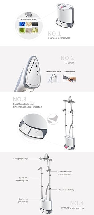 Summer Promotion Kazoo 1600 ml Professional Garment Clothes Fabric Dual Bar Steamer Portable Wrinkle Remover Iron... N2