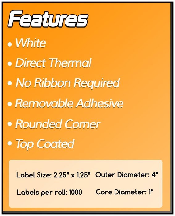 1 Inch Core - 2.25 x 1.25 Zebra Compatible Direct Thermal Quick Remove REMOVABLE Labels 50 Rolls for Zebra Desktop... N2