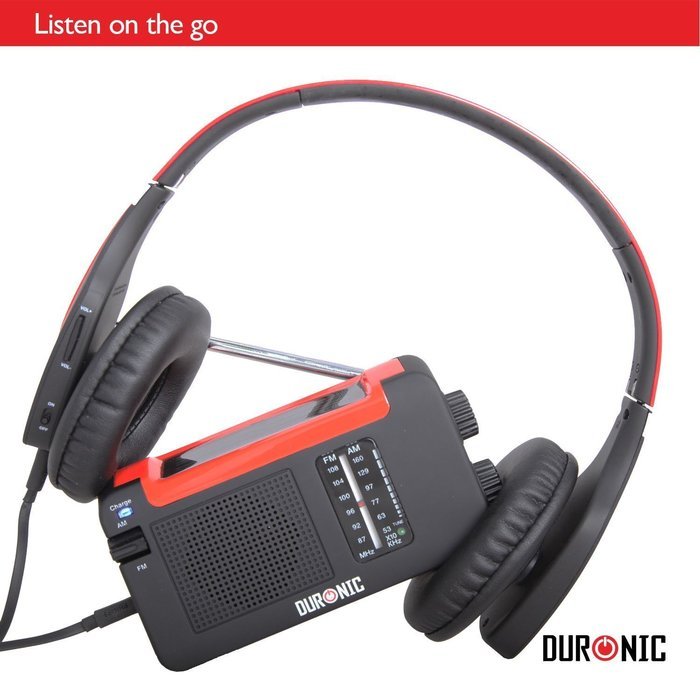 Duronic Hybrid Hand crank, self-powered, Solar AM/FM Radio with USB charger cable - Perfect for Walking, Hiking... N2