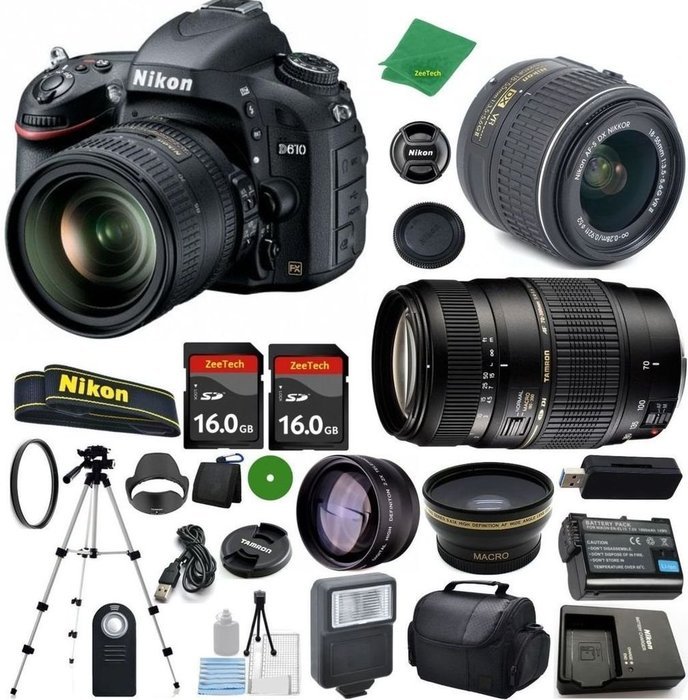 Nikon D610 DX-Format CMOS DSLR Digital Camera Body, NIKKOR 18-55mm f/3.5-5.6 AF-S DX VR, Tamron 70-300mm DI LD...