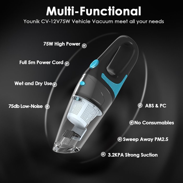 The Car Vac - Younik CV-12V75W Vehicle Vacuum Cleaner