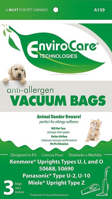 EnviroCare Kenmore Upright Type u, L and O Allergen Filtration Cloth Vacuum Cleaner Bags, Fits Style 50688 and...
