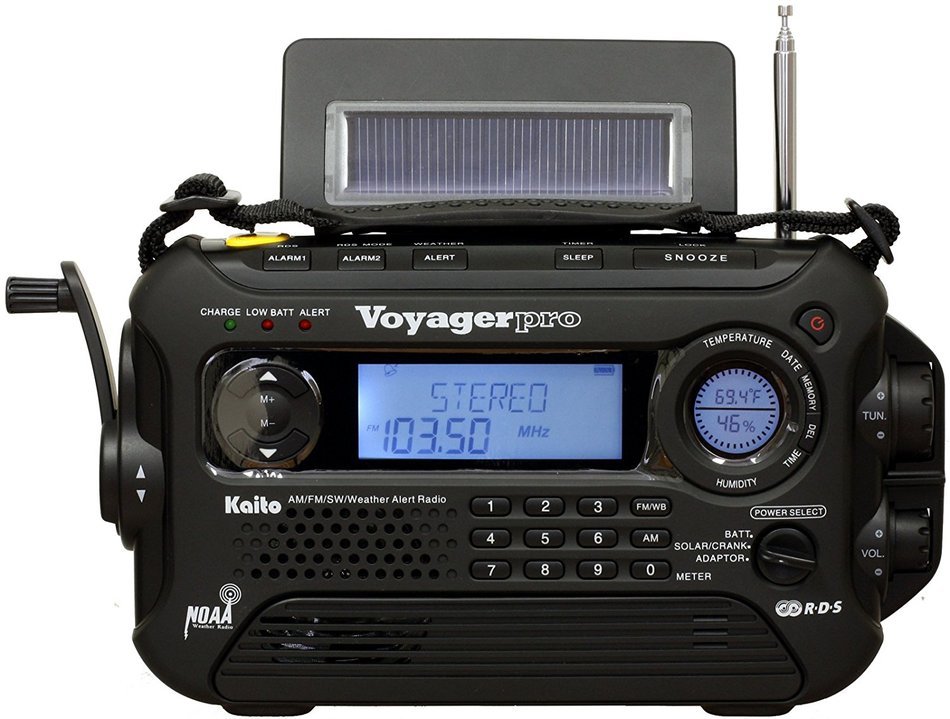 Kaito Voyager Pro KA600 Digital Solar Dynamo Crank Wind Up AM/FM/LW/SW & NOAA Weather Emergency Radio with Alert...