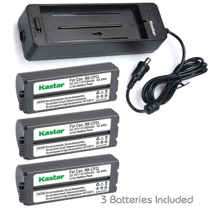 Kastar Battery NB-CP2L(X 3) and Charger BG-CP200 for Canon NB-CP1L CP2L and Compact Photo Printer SELPHY CP100... N2