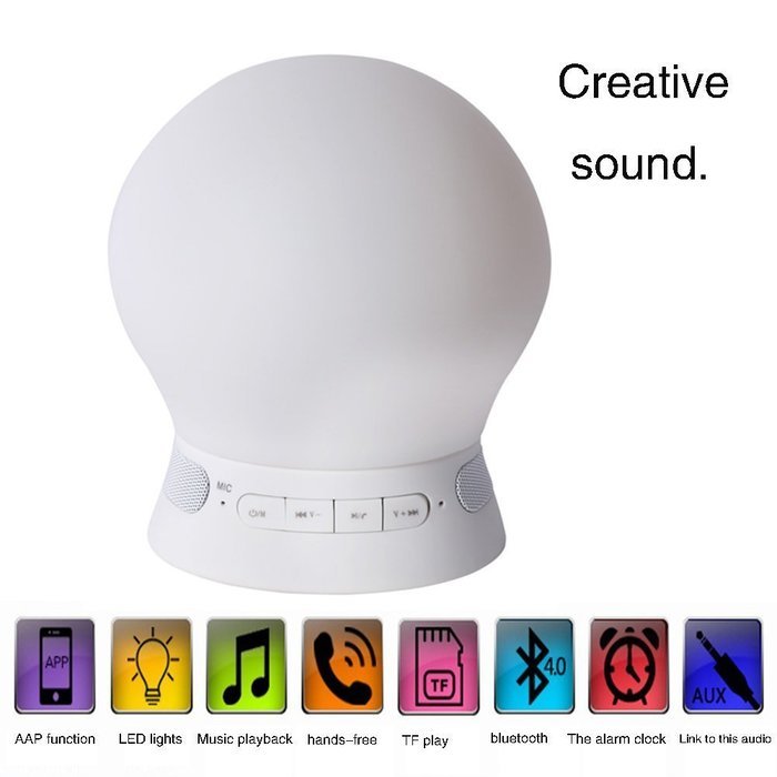 Multi-Function Stereo Bluetooth Speaker, Aibrou LED Night Light Speaker with Built in Mic, Clock, Thermometer,...