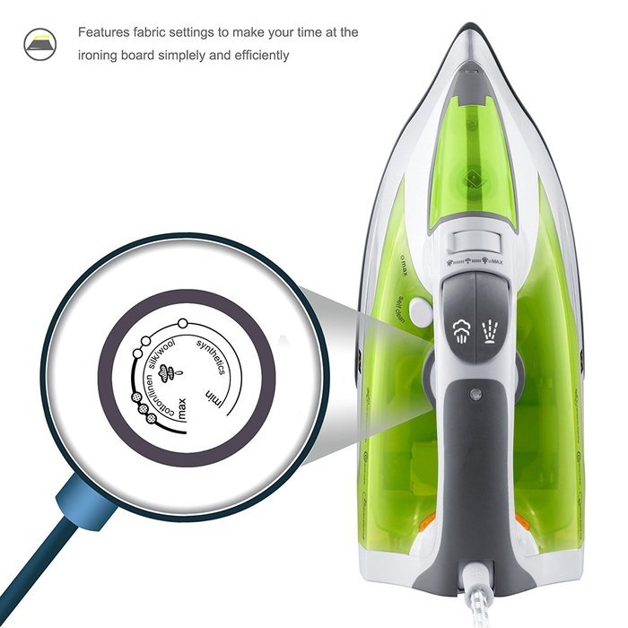 ZZ ES23311 Advantage Steam Iron Motion-Activated 1400-Watt Auto-Off, White/Green N2