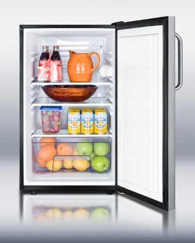 Summit FF521BL7SSTB: Commercially listed 20" wide counter height all-refrigerator, auto defrost with a lock, stainless... N4