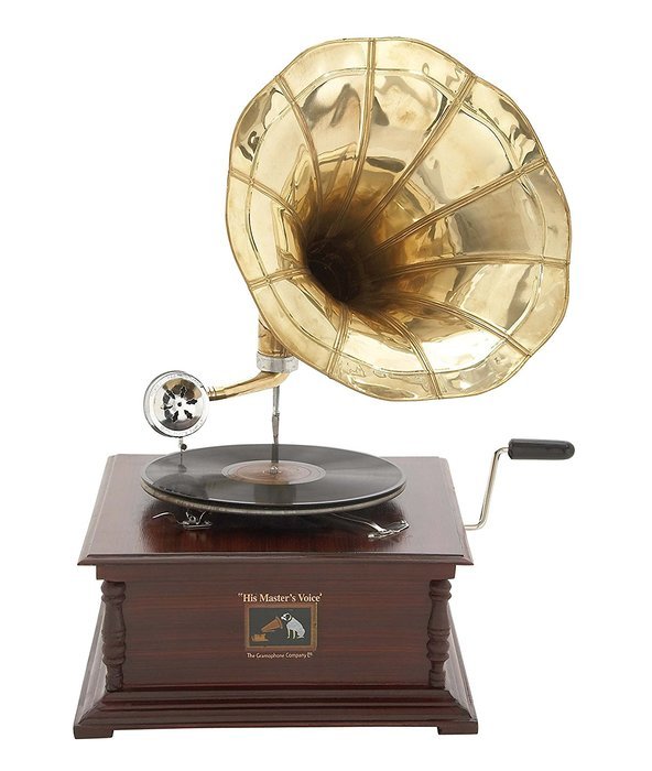 Benzara Wood Metal Gramophone Decor with Musical Blend