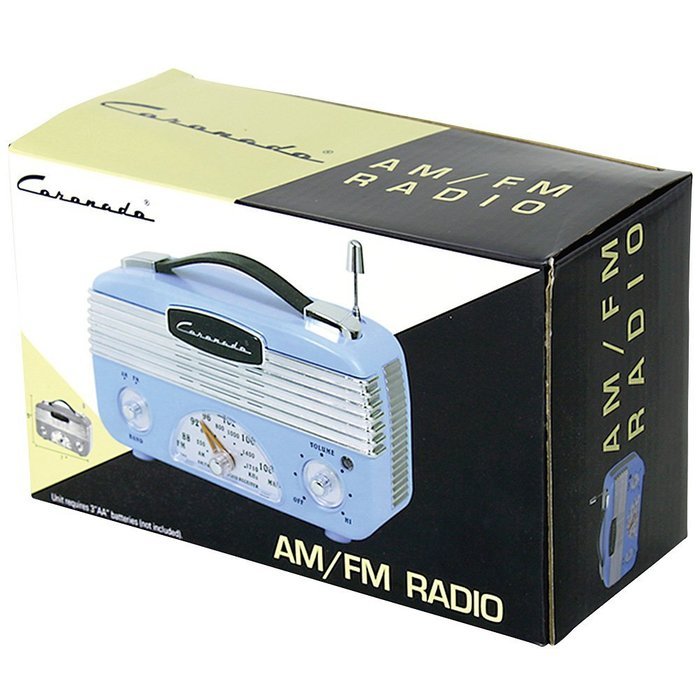 Coronado Vintage Style Retro Blue AM/FM Portable Radio w/ Leatherette Handle N2