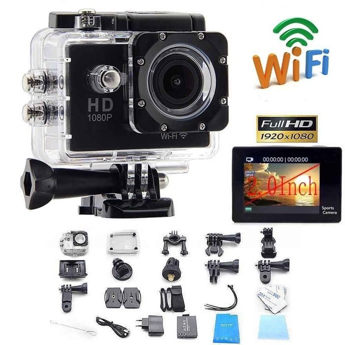 Legazone 1080P WIFI Sports Camera with 2.0Inch LCD Display 12MP Wide Angle + 8G SD Card+Extra Battery Waterproof... N2