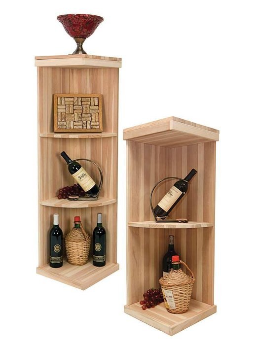 3 ft. Quarter Round Display Wine Shelf (Premium Redwood - Classic Mahogany Stain)