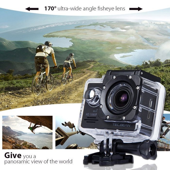 TEC.BEAN EX5000 2.0inch 14MP WIFI Waterproof Action Camera Kit with Accessories (17 Items) - White N5