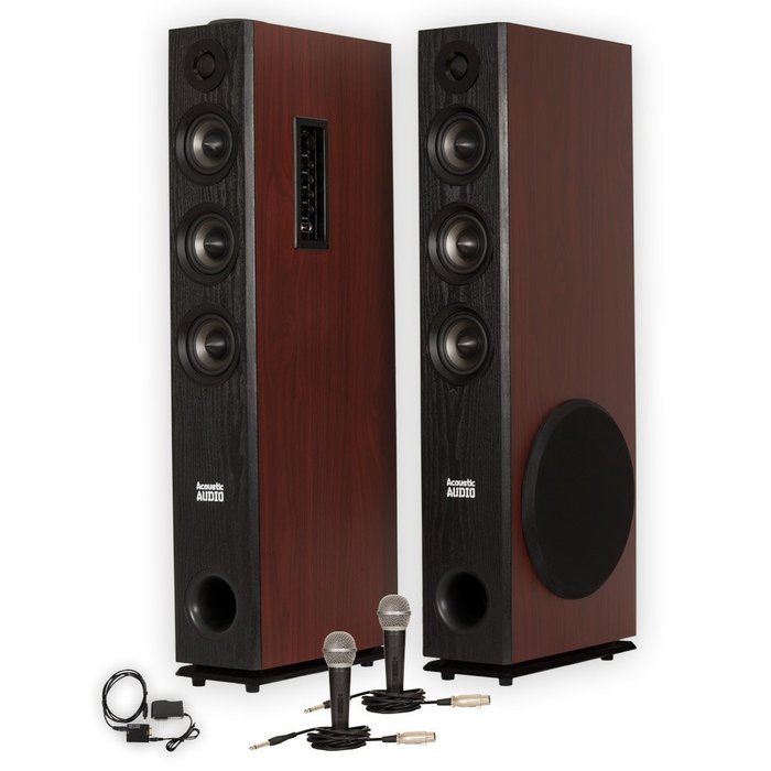 Acoustic Audio TSi650 Bluetooth Powered Floorstanding Tower Multimedia Speakers with Optical Input and Mics TSi650DM2 N3
