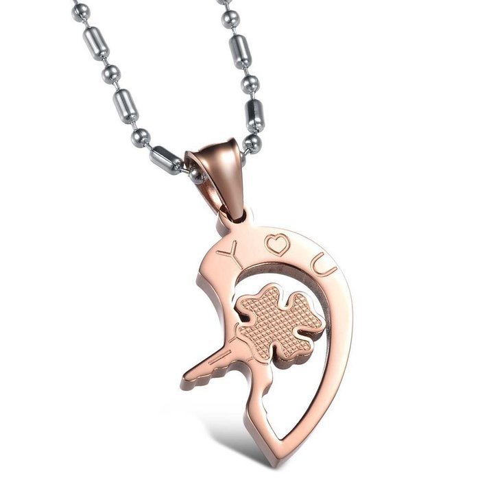 Morenitor[TM]Couple Necklace set Stainless Steel Silver Black Heart Shape Key Matching Set Necklace for Women's... N21