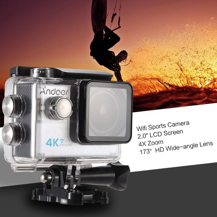 Andoer Ultra HD Action Sports Camera 2.0" LCD 16MP 4K 25FPS 1080P 60FPS 4X Zoom WiFi 25mm 173 Degree Wide-Lens... N5