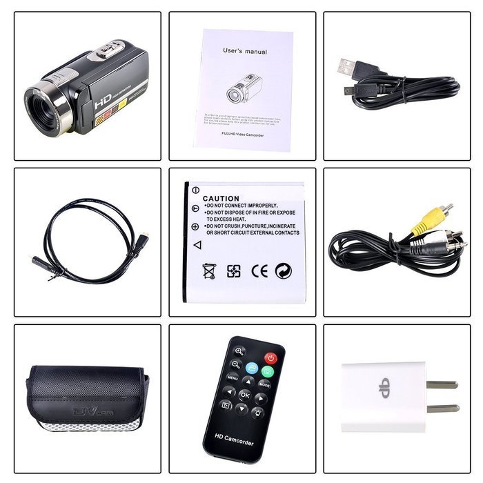 Digital Camcorder Camera,PowerLead PL-301 24MP 1080P Digital Video Camera with 2.7" LCD Display 16x Digital Zoom N12