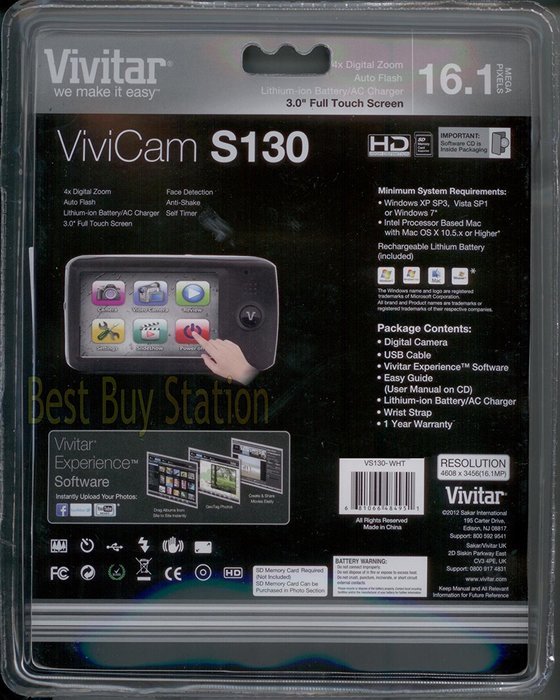 Vivitar 16 MP Digital Compact System Camera with 1.8-Inch LCD - White (VS130-WHT) N3