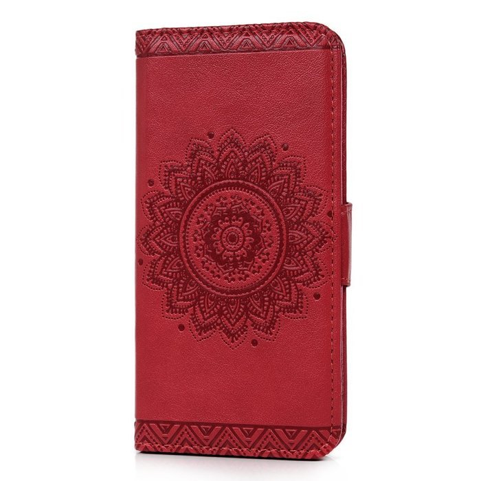S6 Edge Case,Samsung Galaxy S6 Edge Case - Wallet Embossed Totem Flower Premuim PU Leather Snug Fit Soft TPU Inner... N16