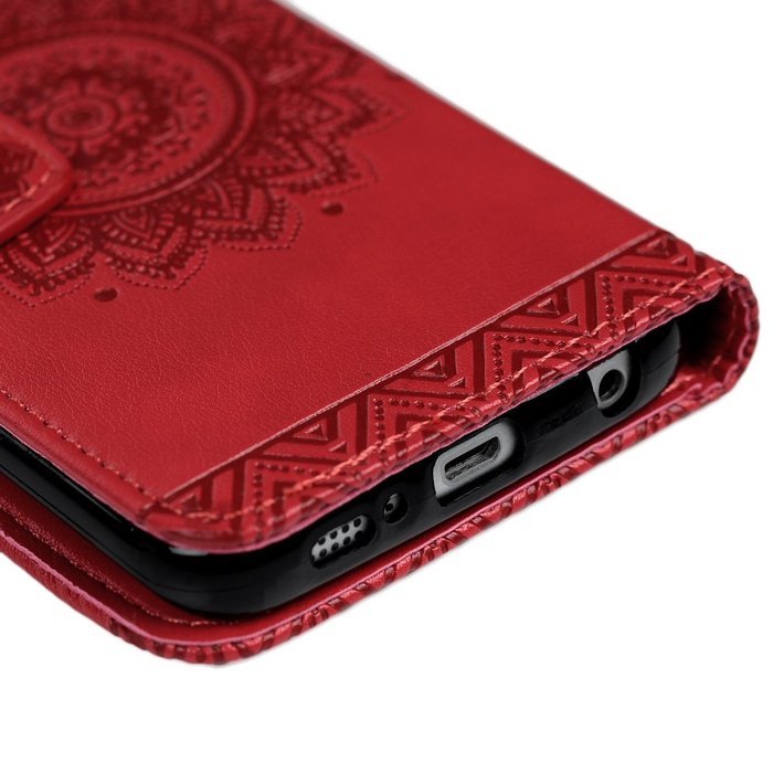 S6 Edge Case,Samsung Galaxy S6 Edge Case - Wallet Embossed Totem Flower Premuim PU Leather Snug Fit Soft TPU Inner... N18
