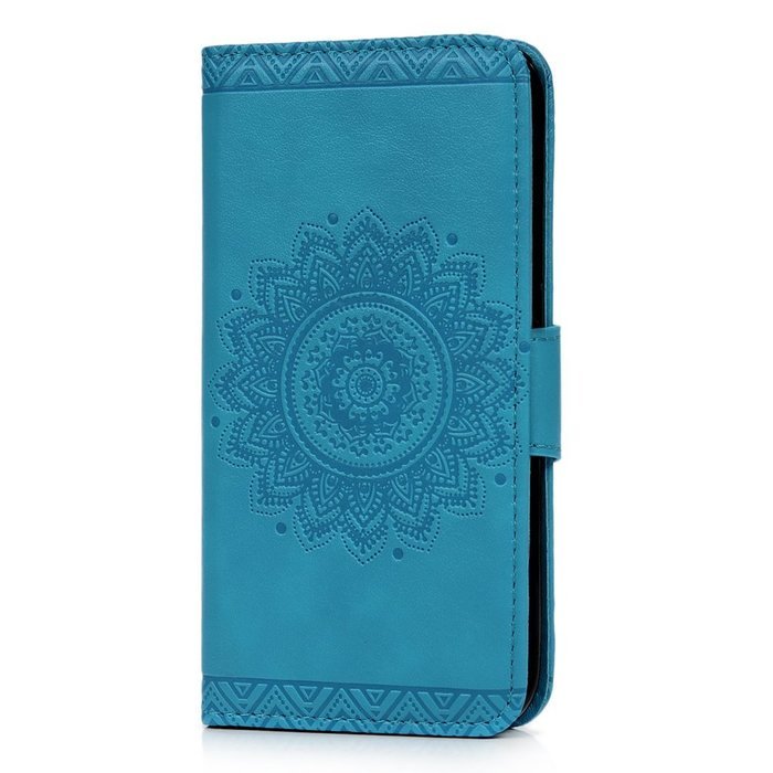 S6 Edge Case,Samsung Galaxy S6 Edge Case - Wallet Embossed Totem Flower Premuim PU Leather Snug Fit Soft TPU Inner... N19