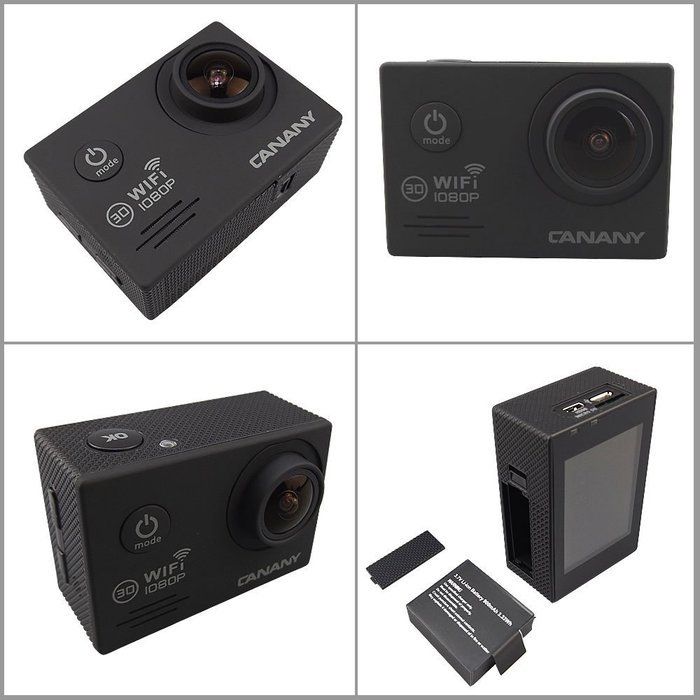 Sport Camera, Canany Wifi Action Camera 1080P HD 12MP 2.0Inch Bundle With 2 Batteries and FREE Accessories Kits... N36