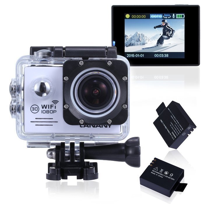 Sport Camera, Canany Wifi Action Camera 1080P HD 12MP 2.0Inch Bundle With 2 Batteries and FREE Accessories Kits... N37