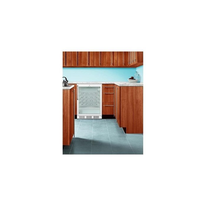 Summit Commercial Grade 48 Bottle Built In Wine Cellar - White w/ SS Towel Bar Handle & Lock SWC6GW