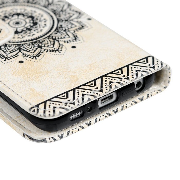 S6 Edge Case,Samsung Galaxy S6 Edge Case - Wallet Embossed Totem Flower Premuim PU Leather Snug Fit Soft TPU Inner... N22