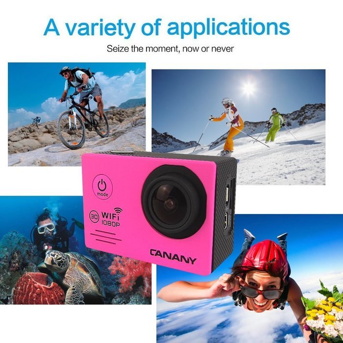 Sport Camera, Canany Wifi Action Camera 1080P HD 12MP 2.0Inch Bundle With 2 Batteries and FREE Accessories Kits... N39