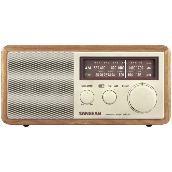 Sangean WR-11 Tabletop FM/AM Analog Wooden Cabinet Radio Receiver, Walnut, Tuning and Band Indicator, Soft and...