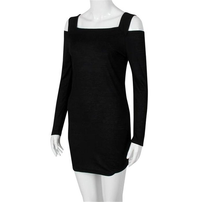 Women Dress,Haoricu Fall Women Crew Neck Long Sleeve Off Shoulder Knit Knitwear Short Mini Dress N2