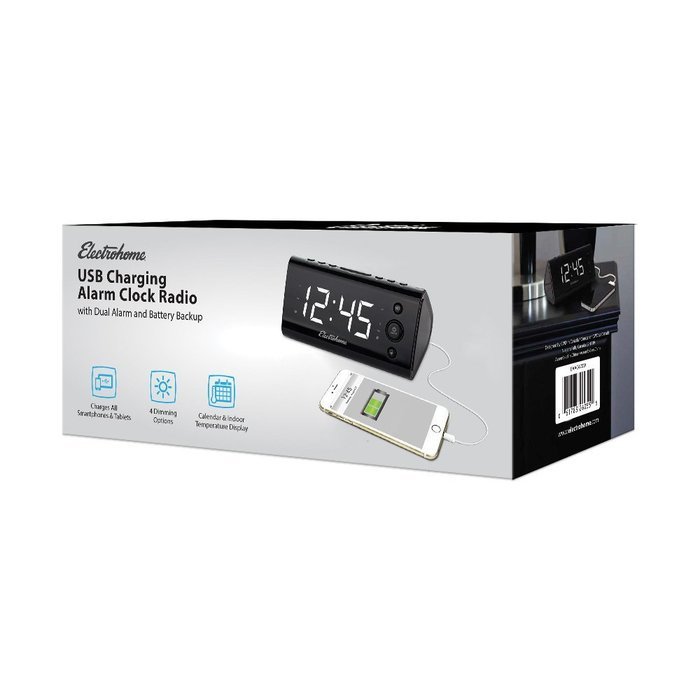 Electrohome Alarm Clock Radio with USB Charging for Smartphones & Tablets includes Dual Alarm, Battery Backup,... N10