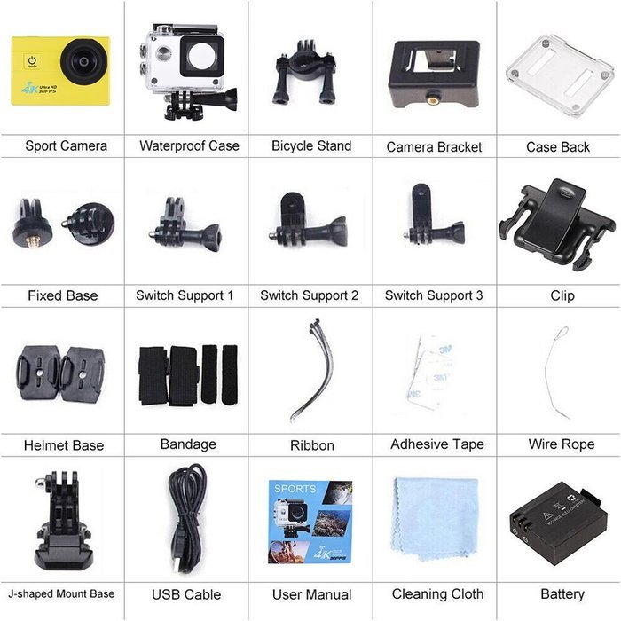 Andoer 2.0" LCD Wifi Action Sports Camera Ultra HD 16MP 4K 30FPS 1080P 60FPS 4X Zoom 170 Degree Wide-Lens Support... N15