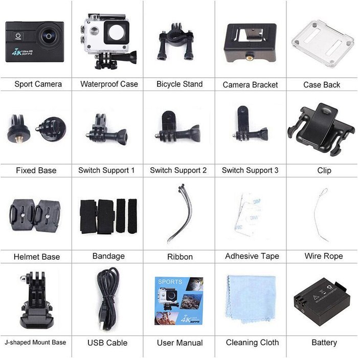 Andoer 2.0" LCD Wifi Action Sports Camera Ultra HD 16MP 4K 30FPS 1080P 60FPS 4X Zoom 170 Degree Wide-Lens Support... N18
