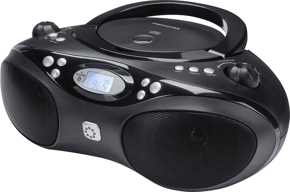Memorex Bluetooth CD/MP3 Boombox Flexbeats AM/FM Tuner with Digital Display MP3862 - Black (Refurbished) N2