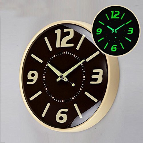 Glow in Dark 12 inch Modern Wall Clock Brief Style Silent Non Ticking Living Room Wall Watch