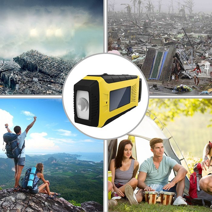 Esky ES-CR03 Mulit-Pupose Emergency Solar Hand Crank AM/ FM/ NOAA Weather Radio, 3 W LED Flashlight, 2000 mAh...
