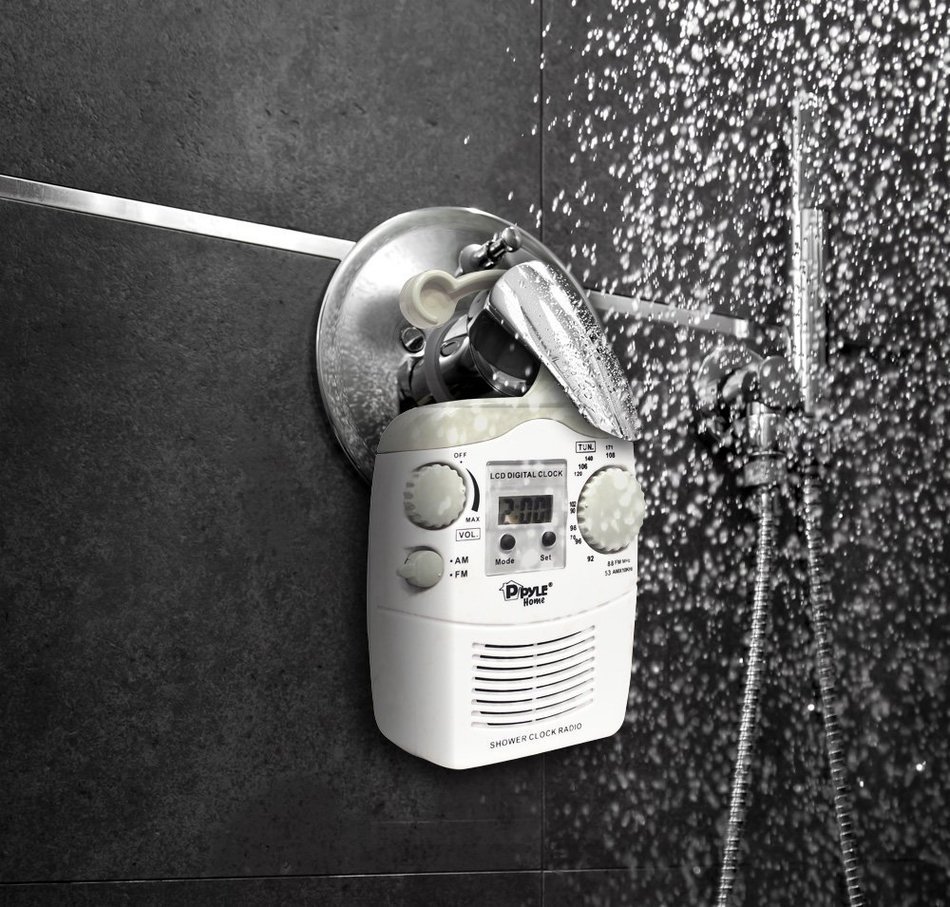 Pyle Home PSR6 Waterproof Shower Clock Radio N4