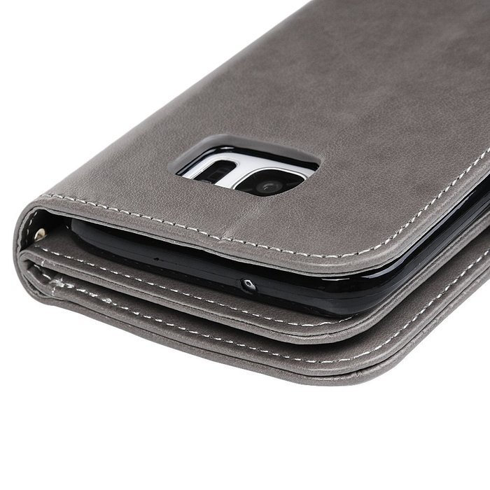 Badalink Galaxy S7 Edge Wallet Case 9 Card Slots Plastic Mirror Hand Strap Stand Feature Embossed PU Leather Flip...