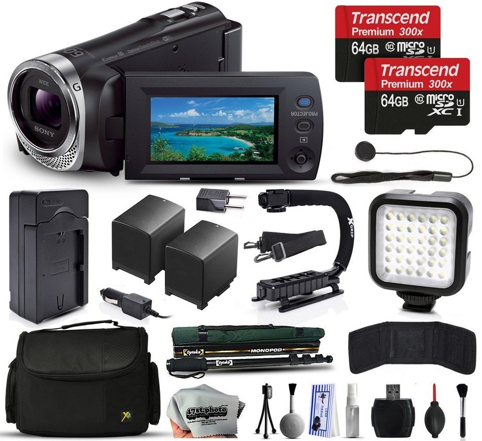 Sony HDR-PJ440 Full HD Handycam Camcorder Video Camera + 128GB Memory + Charger with Car/Euro Adapter + Action...