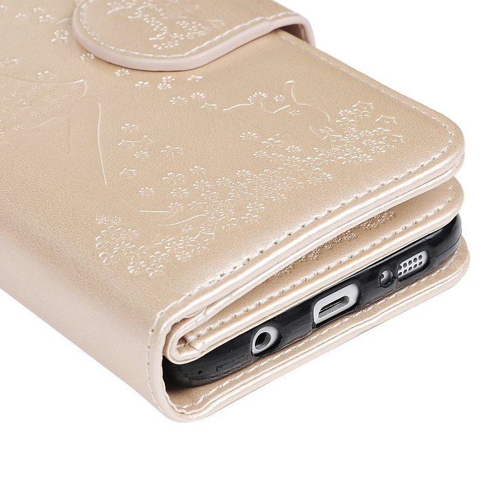 Badalink Galaxy S7 Edge Wallet Case 9 Card Slots Plastic Mirror Hand Strap Stand Feature Embossed PU Leather Flip... N6