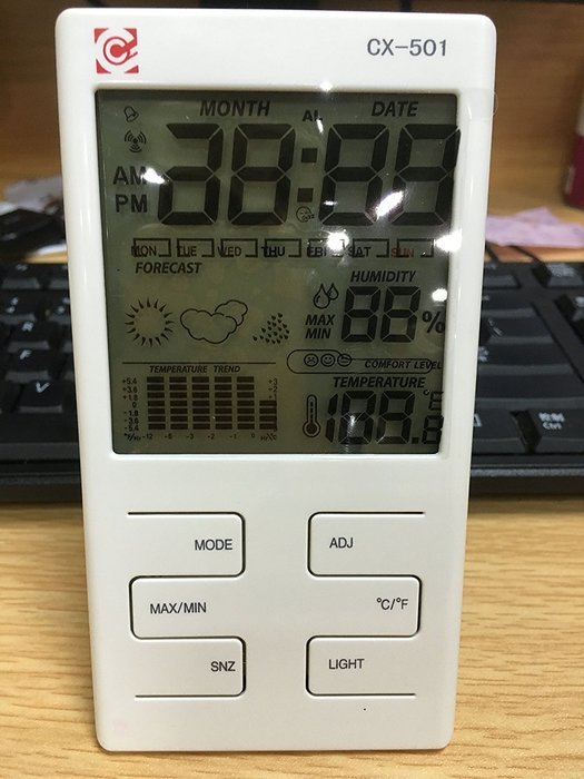 Indoor Hygrometer,Digital Weather Forecast Station with Clock Backlight Humidity Monitor N3