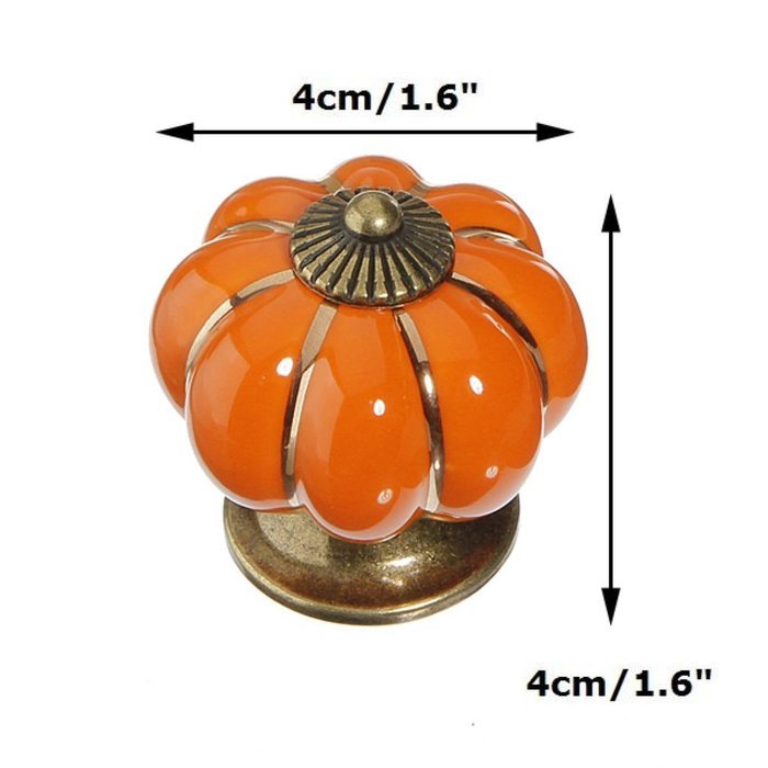 KINGSO 10pcs Pumpkin Ceramic Door Knobs Drawer Pull Handle Cabinet Cupboard Wardrobe N4